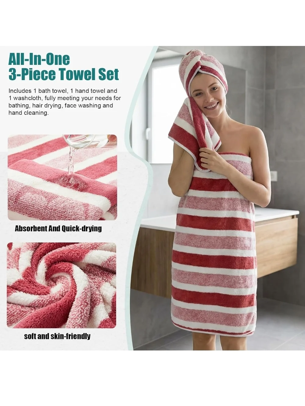Luxury Striped Cotton Towel Set - Multi Color